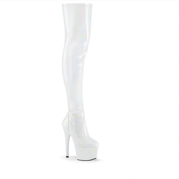Pleasers Thigh High White 6” Boots - Picture 1 of 1